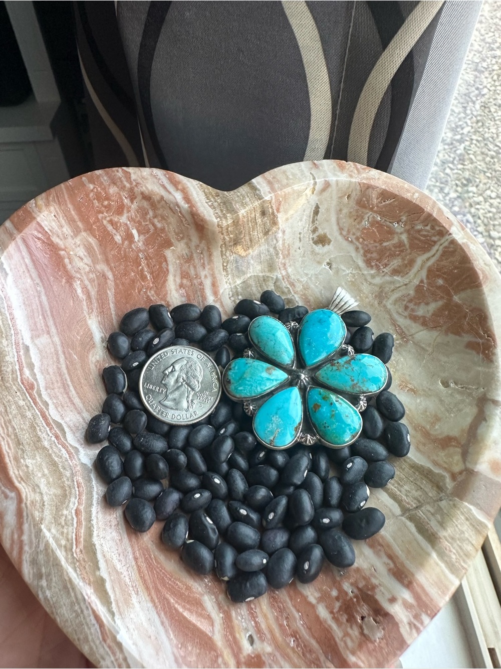 Authentic Turquoise Petal Pendant for a Necklace - Blue Stone Floral Design 🩵 - Picture 2 of 3